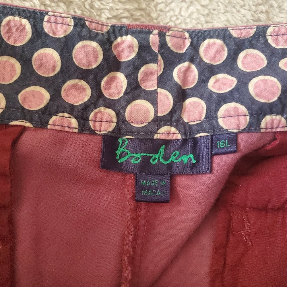 Boden dark mauve velvet pants, size UK16/US12 - Picture 4 of 7